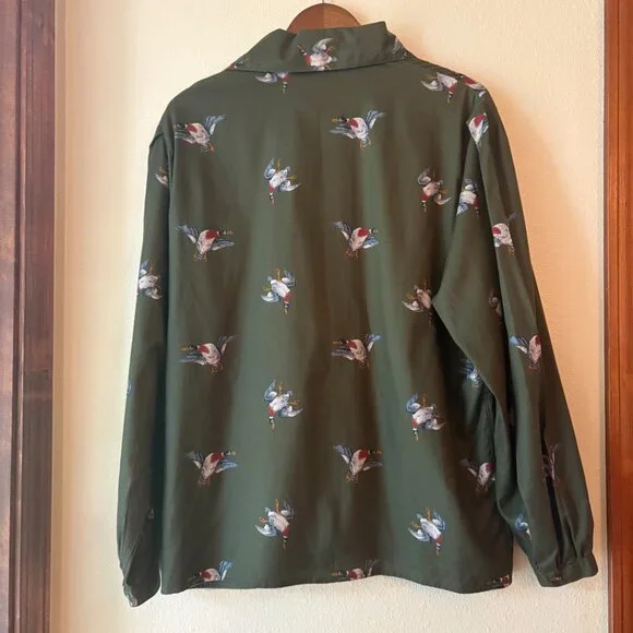 VTG 80s Ruff Hewn Duck Hunting Green Blouse Button Down Shirt Old Money Size XL - Picture 5 of 5